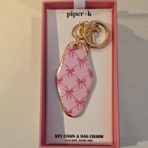 Piper K Pink Bow Key Chain & Bag Charm